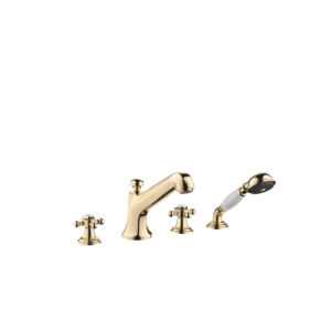 Dornbracht Madison four-hole bath mixer 27502360-09 for bath rim / tile rim mounting, brass