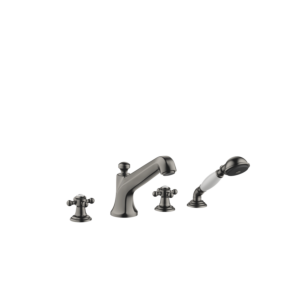 Dornbracht Madison four-hole bath mixer 27502360-99 for bath rim / tile rim installation, dark platinum matt
