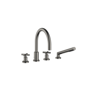 Dornbracht Tara. four-hole bath mixer 27512892-99 for bath rim / tile rim mounting, dark platinum matt