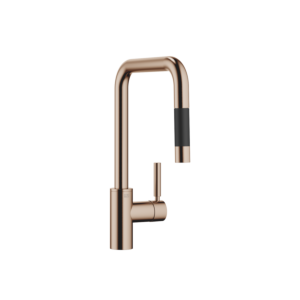 Robinet de cuisine à tirette Dornbracht META Square 33870861-42, extractible, avec fonction douchette, saillie 240 mm, bronze brossé
