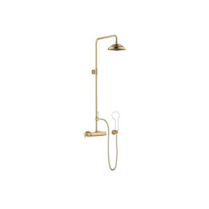 Dornbracht Madison shower set 34459360-28 with shower thermostat, projection height 420 mm, brushed brass