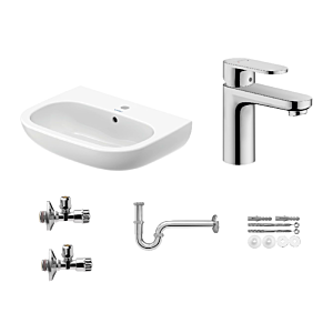 Duravit Waschtisch 60cm mit hansgrohe Armatur Komplettset mit Geruchsverschluss und Eckventile