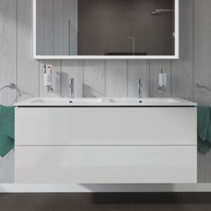 Duravit ME by Starck Dopppelwaschtisch Waschtischunterschrank 130 cm, weiss hochglanz