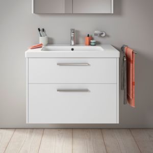 Duravit D-Code meuble sous-vasque DC4672010180000 , poignée chromée, blanc mat, suspendu, tiroirs 2, 784x555x460 mm