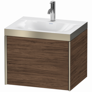 Duravit XViu vanity unit XV4609OB121P 60x48cm, 2000 pull-out, 2000 tap hole, matt champagne, Rahmen P, dark walnut