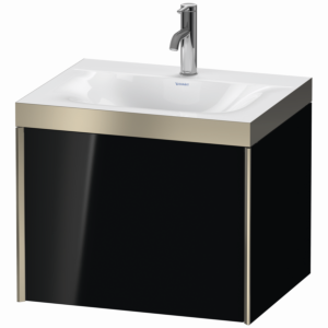 Duravit XViu vanity unit XV4609OB140P 60x48cm, 2000 pull-out, 2000 tap hole, matt champagne, Rahmen P, high-gloss black