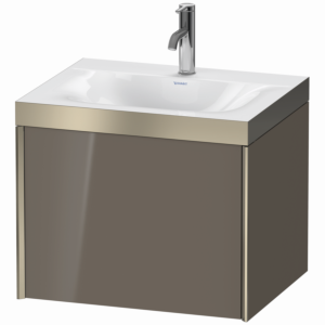 Duravit XViu vanity unit XV4609OB189P 60x48cm, 2000 pull-out, 2000 tap hole, matt champagne, Rahmen P, flannel gray high gloss