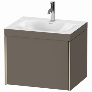 Duravit XViu vanity unit XV4609OB190C 60x48cm, 2000 pull-out, 2000 tap hole, matt champagne, Rahmen C, flannel gray silk matt