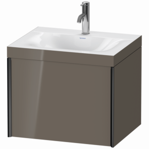 Duravit XViu Waschtisch-Unterschrank XV4609OB289C 60x48cm, 1 Auszug, 1 Hahnloch, schwarz matt, Rahmen C, flannel grey hochglanz