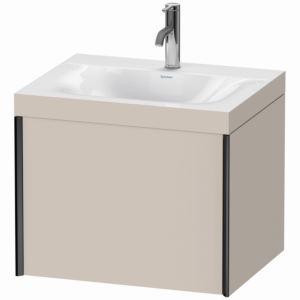 Duravit XViu vanity unit XV4609OB291C 60x48cm, 2000 pull-out, 2000 tap hole, matt black, Rahmen C, matt taupe