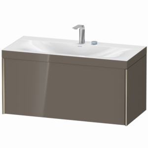 Duravit XViu Waschtisch-Unterschrank XV4611EB189C 100x48cm, 1 Auszug, 2 Hahnlöcher, champagner matt, Rahmen C, flannel grey hochglanz