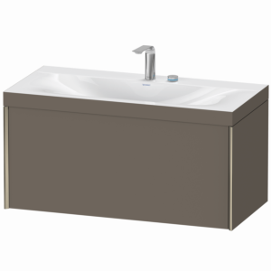Duravit XViu Waschtisch-Unterschrank XV4611EB190C 100x48cm, 1 Auszug, 2 Hahnlöcher, champagner matt, Rahmen C, flannel grey seidenmatt