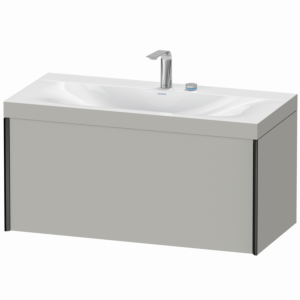 Duravit XViu Waschtisch-Unterschrank XV4611EB207C 100x48cm, 1 Auszug, 2 Hahnlöcher, schwarz matt, Rahmen C, betongrau matt
