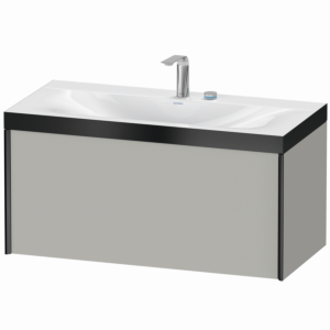 Duravit XViu Waschtisch-Unterschrank XV4611EB207P 100x48cm, 1 Auszug, 2 Hahnlöcher, schwarz matt, Rahmen P, betongrau matt