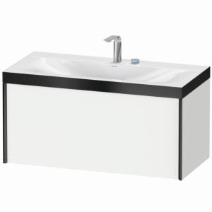Duravit XViu Waschtisch-Unterschrank XV4611EB218P 100x48cm, 1 Auszug, 2 Hahnlöcher, schwarz matt, Rahmen P, weiß matt