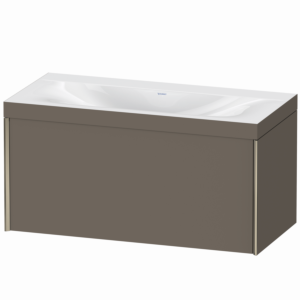 Duravit XViu vanity unit XV4611NB190C 100x48cm, 2000 pull-out, without tap hole, matt champagne, Rahmen C, flannel gray silk matt