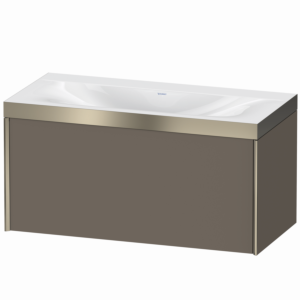 XViu Duravit vasque XV4611NB190P 100x48cm, 2000 , sans trou pour robinet, champagne mat, Cadres P, flanelle gris soie mat