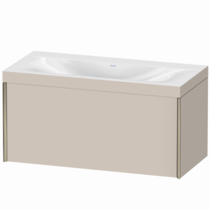 Duravit XViu vanity unit XV4611NB191C 100x48cm, 2000 pull-out, without tap hole, matt champagne, Rahmen C, matt taupe