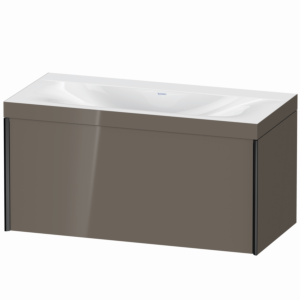 Duravit XViu Waschtisch-Unterschrank XV4611NB289C 100x48cm, 1 Auszug, ohne Hahnloch, schwarz matt, Rahmen C, flannel grey hochglanz