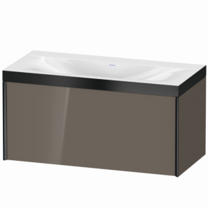 XViu Duravit vasque XV4611NB289P 100x48cm, 2000 , sans trou pour robinet, noir mat, Cadres P, gris flanelle brillant