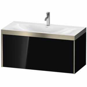 Duravit XViu Waschtisch-Unterschrank XV4611OB140P 100x48cm, 1 Auszug, 1 Hahnloch, champagner matt, Rahmen P, schwarz hochglanz