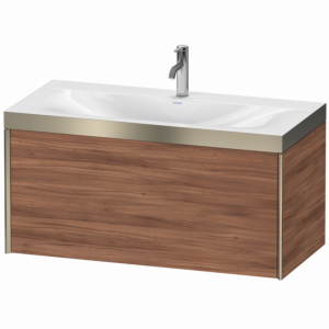 Duravit XViu Meuble XV4611OB179P 100x48cm, 2000 gigogne, 2000 trou de coulée, champagne mat, Cadres P, noyer naturel