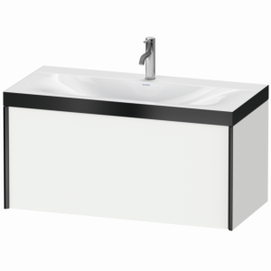 Duravit XViu Waschtisch-Unterschrank XV4611OB218P 100x48cm, 1 Auszug, 1 Hahnloch, schwarz matt, Rahmen P, weiß matt