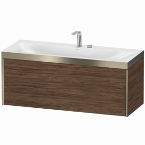 XViu Duravit vasque XV4612EB121P 120x48cm, 2000 , 2 trous pour robinetterie, champagne mat, Cadres P, noyer foncé