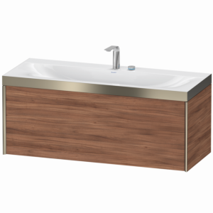 Duravit XViu vanity unit XV4612EB179P 120x48cm, 1 drawer, 2 tap holes, champagne matt, frame P, natural walnut