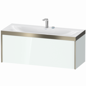 Duravit XViu Waschtisch-Unterschrank XV4612EB185P 120x48cm, 1 Auszug, 2 Hahnlöcher, champagner matt, Rahmen P, weiß hochglanz