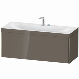 Duravit XViu vanity unit XV4612EB189C 120x48cm, 2000 pull-out, 2 tap holes, matt champagne, Rahmen C, flannel gray high gloss