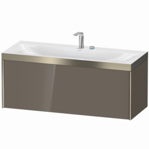 Duravit XViu vanity unit XV4612EB189P 120x48cm, 2000 pull-out, 2 tap holes, matt champagne, Rahmen P, flannel gray high gloss