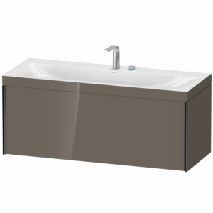 Duravit XViu Waschtisch-Unterschrank XV4612EB289C 120x48cm, 1 Auszug, 2 Hahnlöcher, schwarz matt, Rahmen C, flannel grey hochglanz