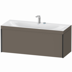 Duravit XViu Waschtisch-Unterschrank XV4612EB290C 120x48cm, 1 Auszug, 2 Hahnlöcher, schwarz matt, Rahmen C, flannel grey seidenmatt