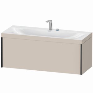 Duravit XViu Waschtisch-Unterschrank XV4612EB291C 120x48cm, 1 Auszug, 2 Hahnlöcher, schwarz matt, Rahmen C, taupe matt