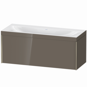 Duravit XViu Waschtisch-Unterschrank XV4612NB189C 120x48cm, 1 Auszug, ohne Hahnloch, champagner matt, Rahmen C, flannel grey hochglanz