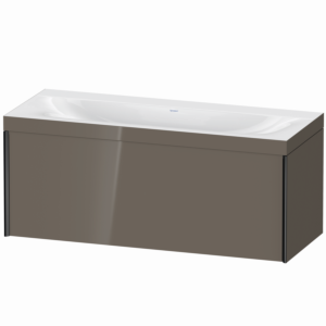 Duravit XViu Waschtisch-Unterschrank XV4612NB289C 120x48cm, 1 Auszug, ohne Hahnloch, schwarz matt, Rahmen C, flannel grey hochglanz