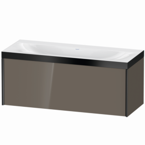 Duravit XViu vanity unit XV4612NB289P 120x48cm, 2000 pull-out, without tap hole, matt black, Rahmen P, flannel gray high gloss