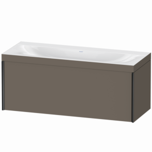 Duravit XViu Waschtisch-Unterschrank XV4612NB290C 120x48cm, 1 Auszug, ohne Hahnloch, schwarz matt, Rahmen C, flannel grey seidenmatt