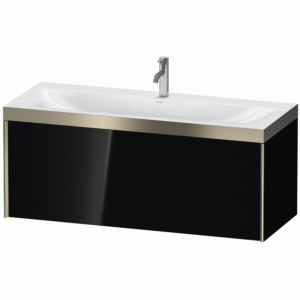Duravit XViu vanity unit XV4612OB140P 120x48cm, 2000 pull-out, 2000 tap hole, matt champagne, Rahmen P, black high-gloss