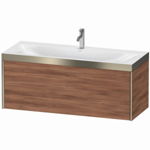 Duravit XViu vanity unit XV4612OB179P 120x48cm, 2000 pull-out, 2000 tap hole, matt champagne, Rahmen P, natural walnut