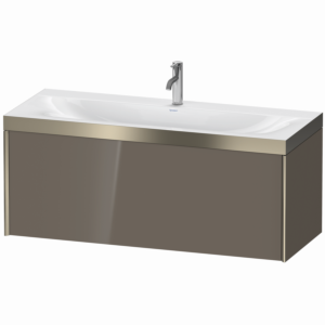 Duravit XViu vanity unit XV4612OB189P 120x48cm, 2000 pull-out, 2000 tap hole, matt champagne, Rahmen P, flannel gray high gloss