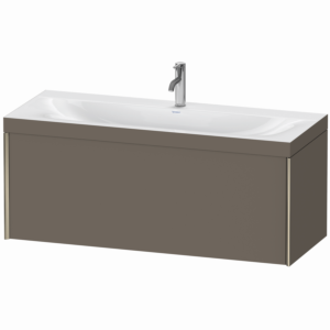 Duravit XViu vanity unit XV4612OB190C 120x48cm, 2000 pull-out, 2000 tap hole, matt champagne, Rahmen C, flannel gray silk matt