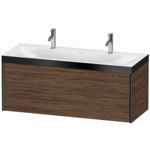 Duravit XViu vanity unit XV4613OB221P 120x48cm, 1 drawer, 1 tap hole, matt black, frame P, dark walnut