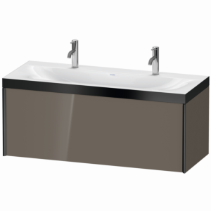 Duravit XViu vanity unit XV4613OB289P 120x48cm, 2000 pull-out, black matt, Rahmen P, flannel gray high gloss