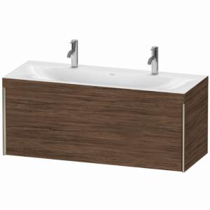 Meuble vasque Duravit XViu XV4613OB121C 120 x 48 cm, 1 tiroir, 1 trou de robinetterie, champagne mat, structure en C, noyer foncé
