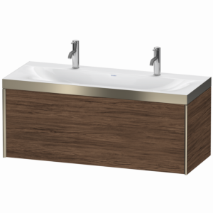 Duravit XViu Waschtisch-Unterschrank XV4613OB121P 120x48cm, 1 Auszug, 1 Hahnloch, champagner matt, Rahmen P, nussbaum dunkel