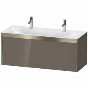 Duravit XViu vanity unit XV4613OB189P 120x48cm, 2000 pull-out, matt champagne, Rahmen P, flannel gray high gloss