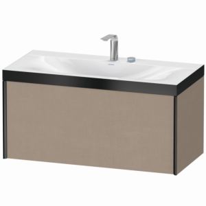 Duravit XViu vanity unit XV4611EB275P 100x48cm, 2000 pull-out, 2 tap holes, matt black, Rahmen P, linen