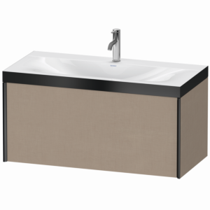 Duravit XViu Waschtisch-Unterschrank XV4611OB275P 100x48cm, 1 Auszug, 1 Hahnloch, schwarz matt, Rahmen P, leinen